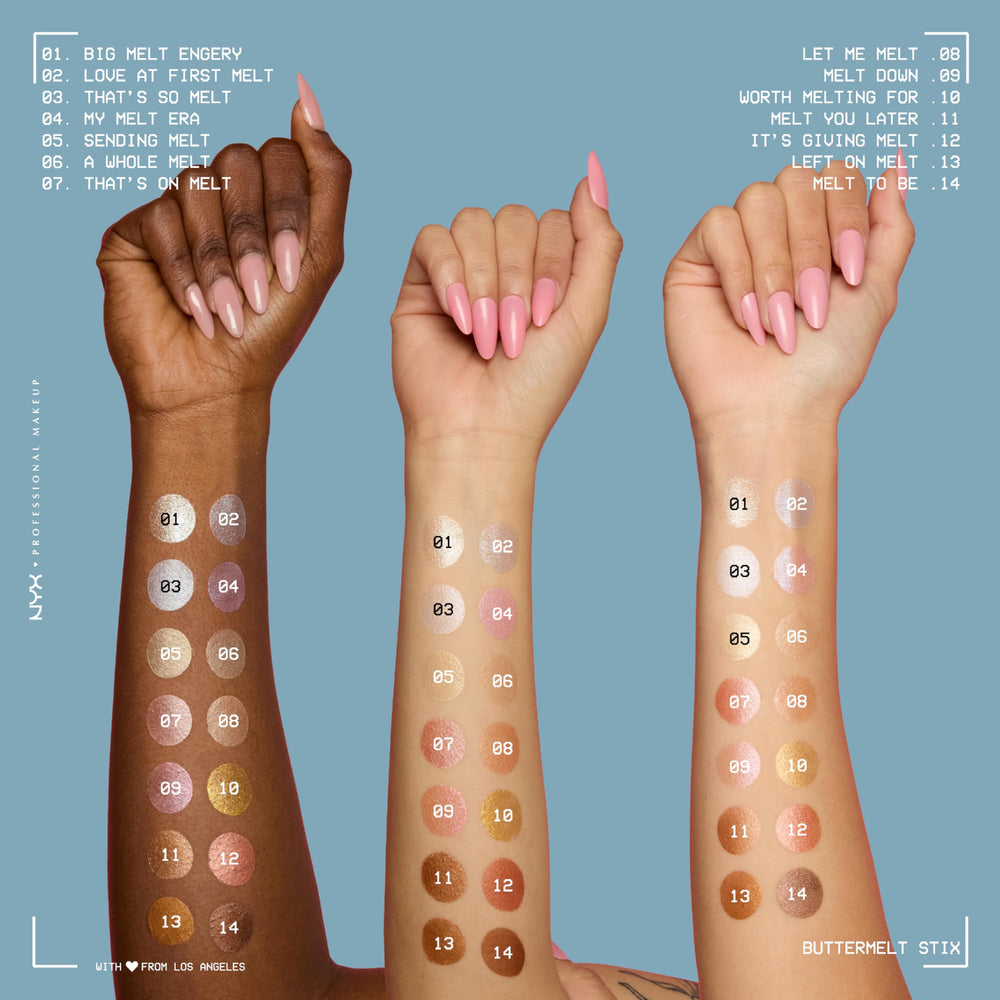 Muestra de color Buttermelt Glaze Stix para mezclar tonos y combinaciones.