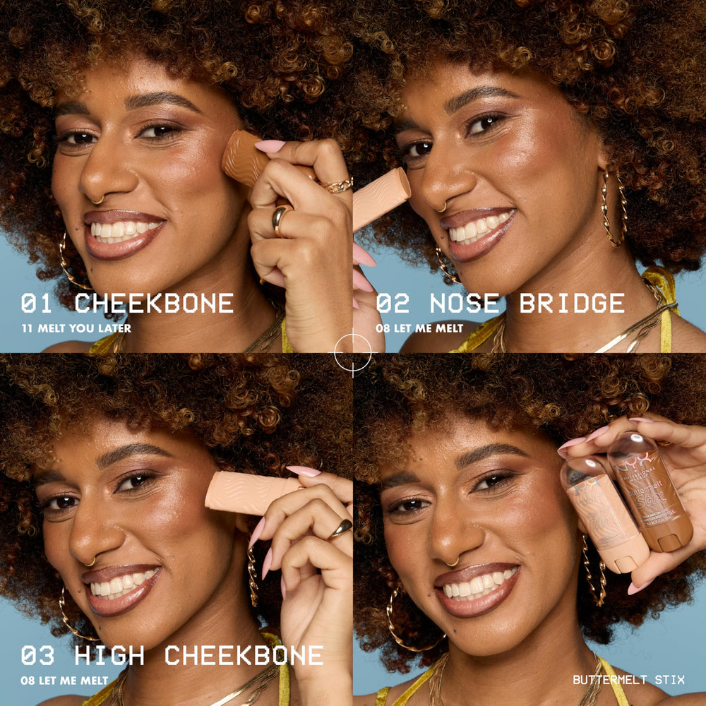 Uso diario con Buttermelt Glaze Stix para un glow constante.