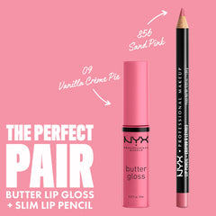 Applicator of NYX Butter Gloss Vanilla Cream Pie close-up highlighting creamy non-sticky finish