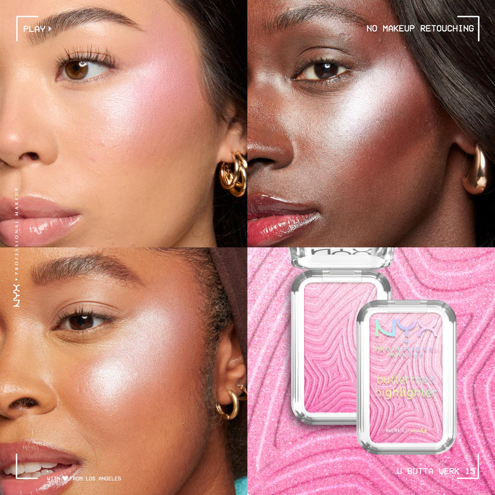Aplicación en mejillas y hombros con Buttermelt iluminador de NYX.