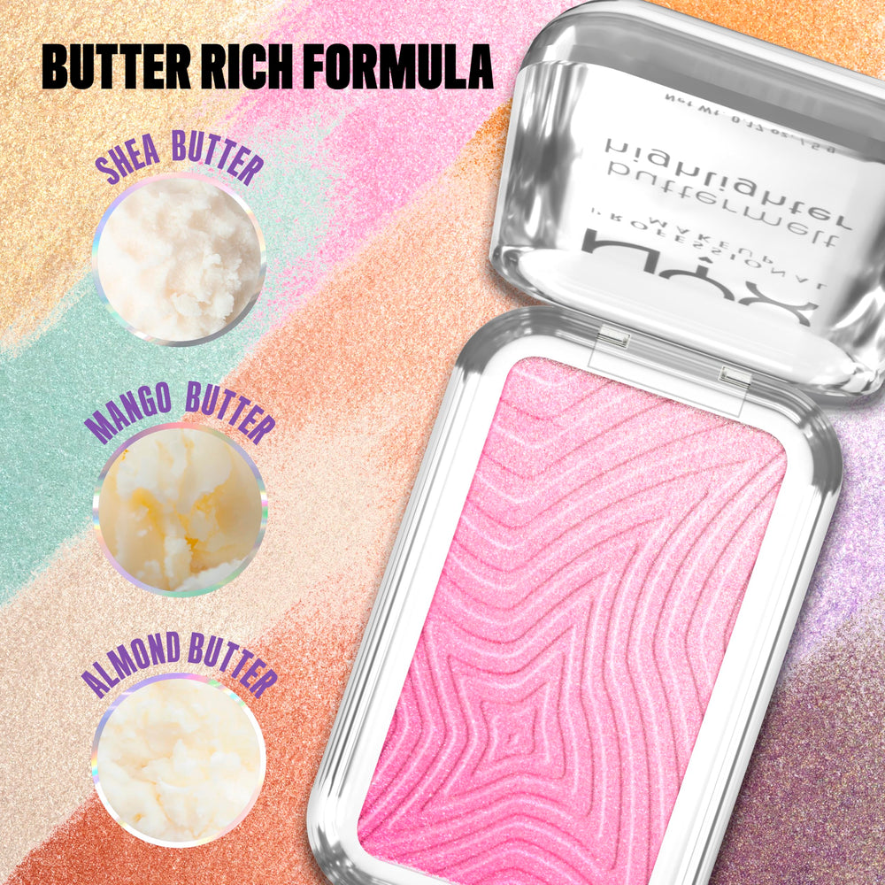 Efecto multicromático de Buttermelt iluminador para brillo versátil.