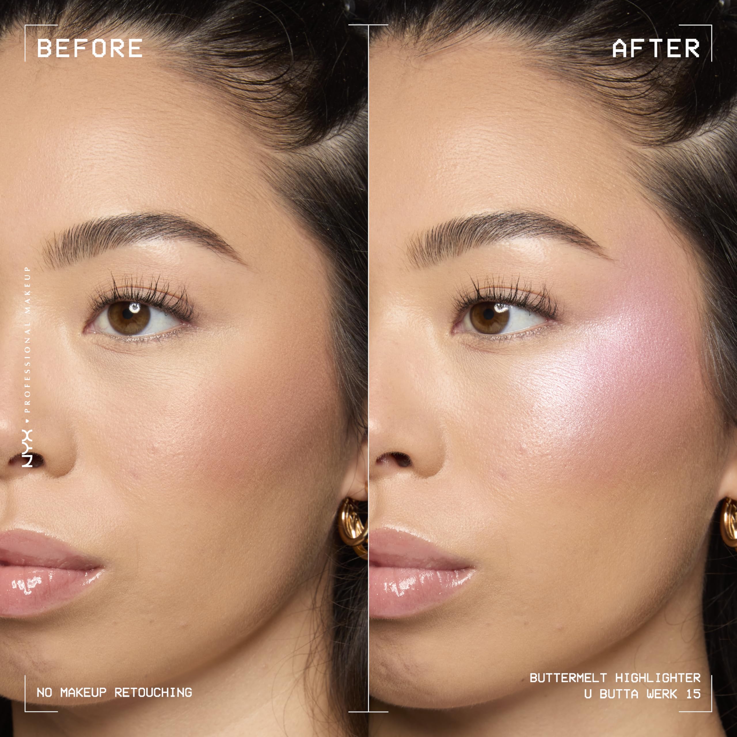 Buttermelt iluminador de NYX perlas de alto impacto para brillo intenso.