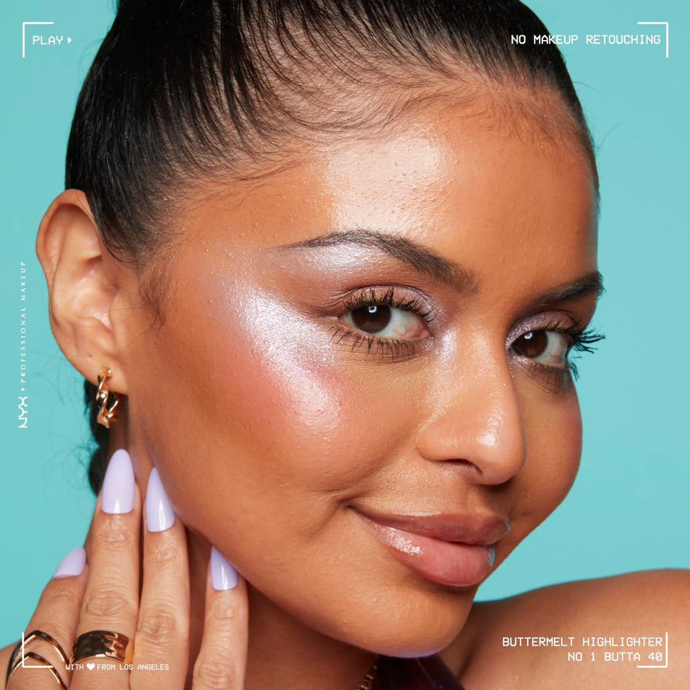 NYX Buttermelt Highlighter pigmento de alto impacto para definición facial.
