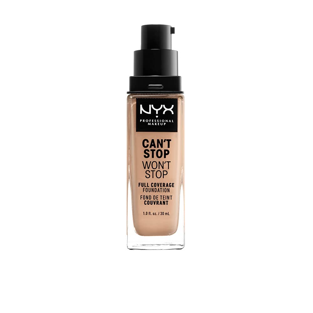 Base NYX Can't Stop Won't Stop Foundation, acabado mate, larga duración para piel normal a grasa.