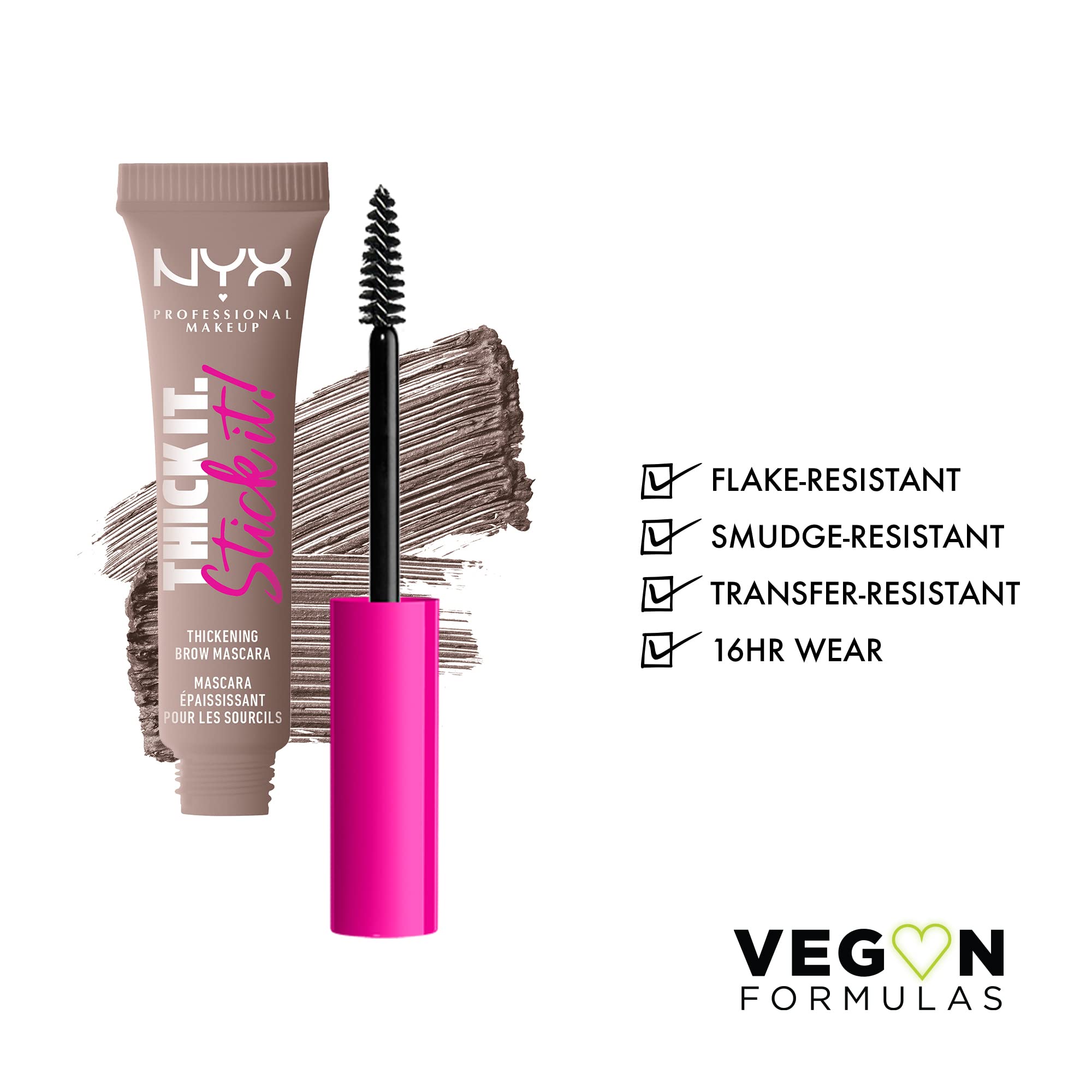 Ceja definida con fibras vegetales de NYX Thick It Stick It para volumen progresivo.
