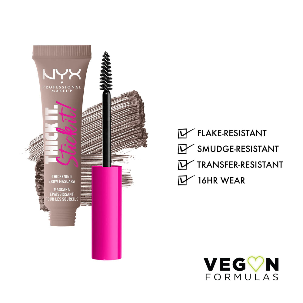 Ceja definida con fibras vegetales de NYX Thick It Stick It para volumen progresivo.