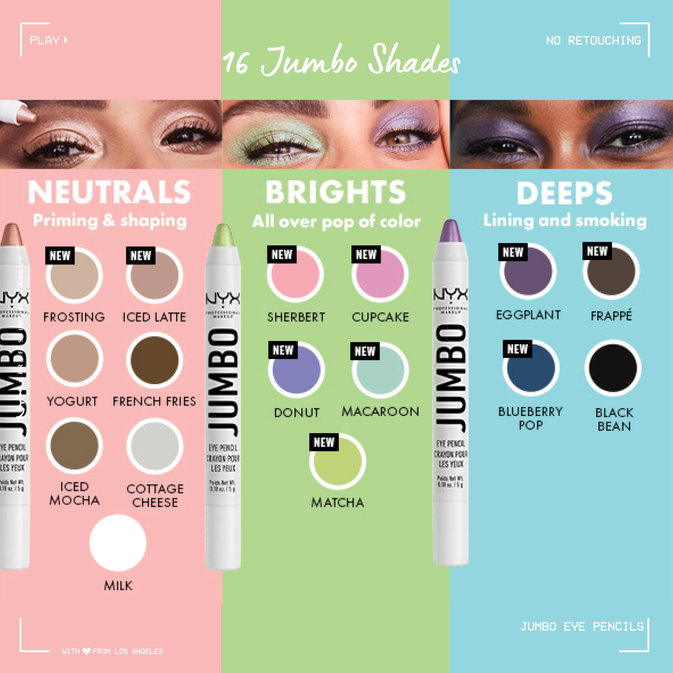 Cruelty-free NYX branding alongside Jumbo Eye Pencil packaging