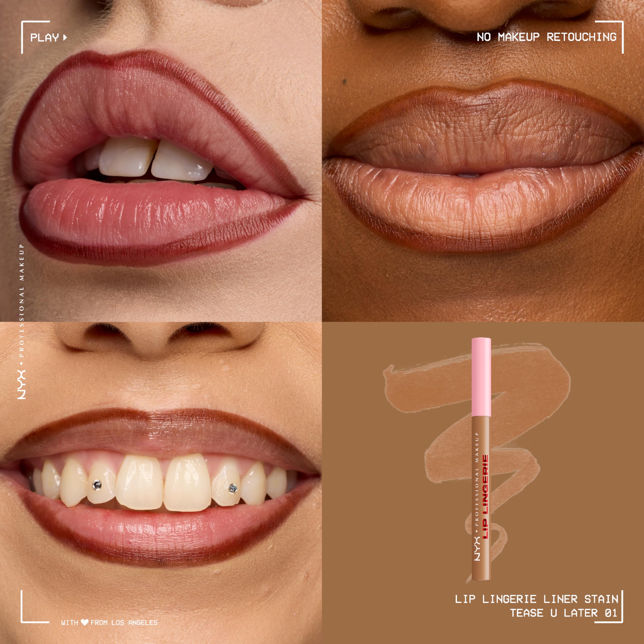 Delineador labial NYX Lip Lingerie con acabado sedoso y color intenso.