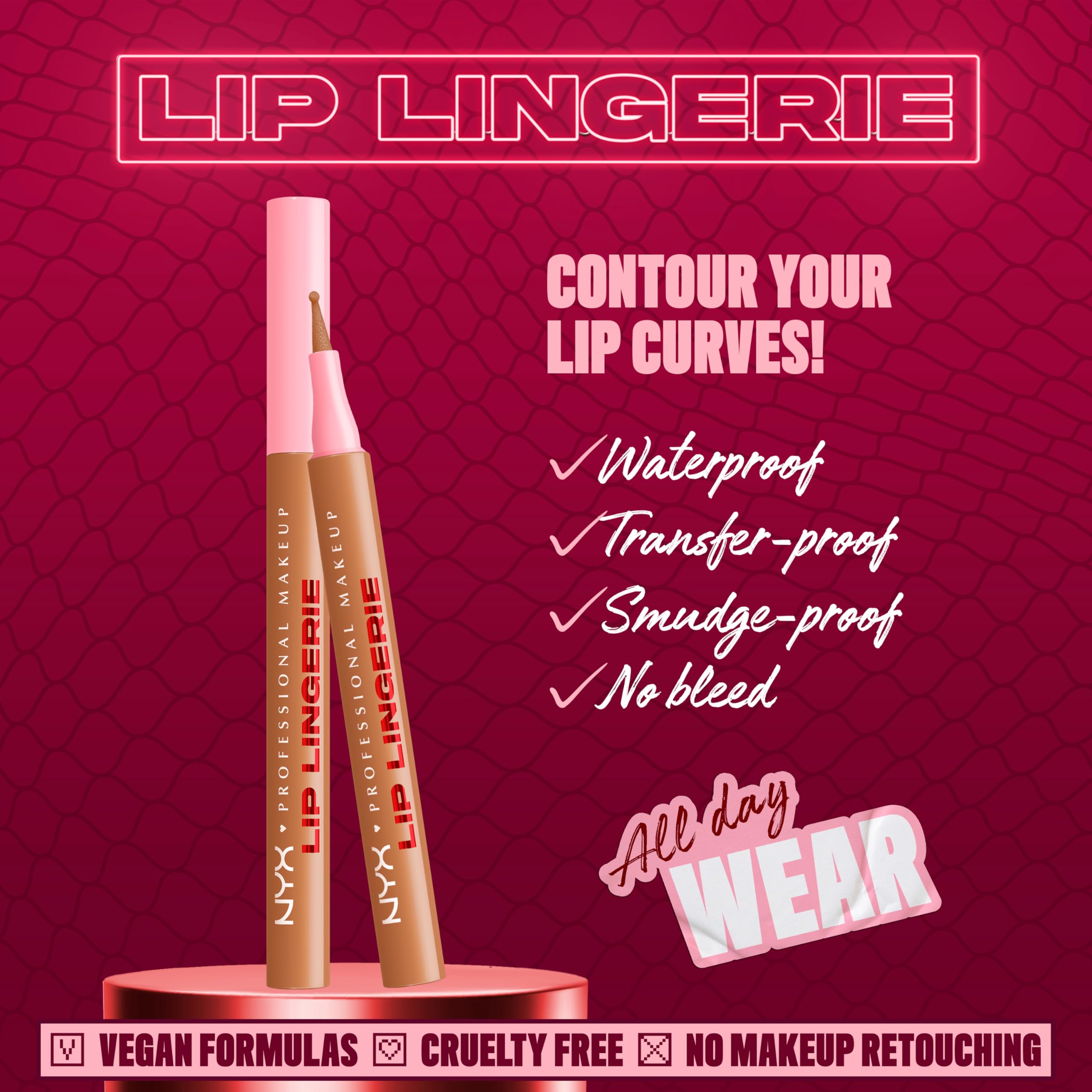 Delineador-labial-tinte NYX Lip Lingerie para contorno suave y sin migración.