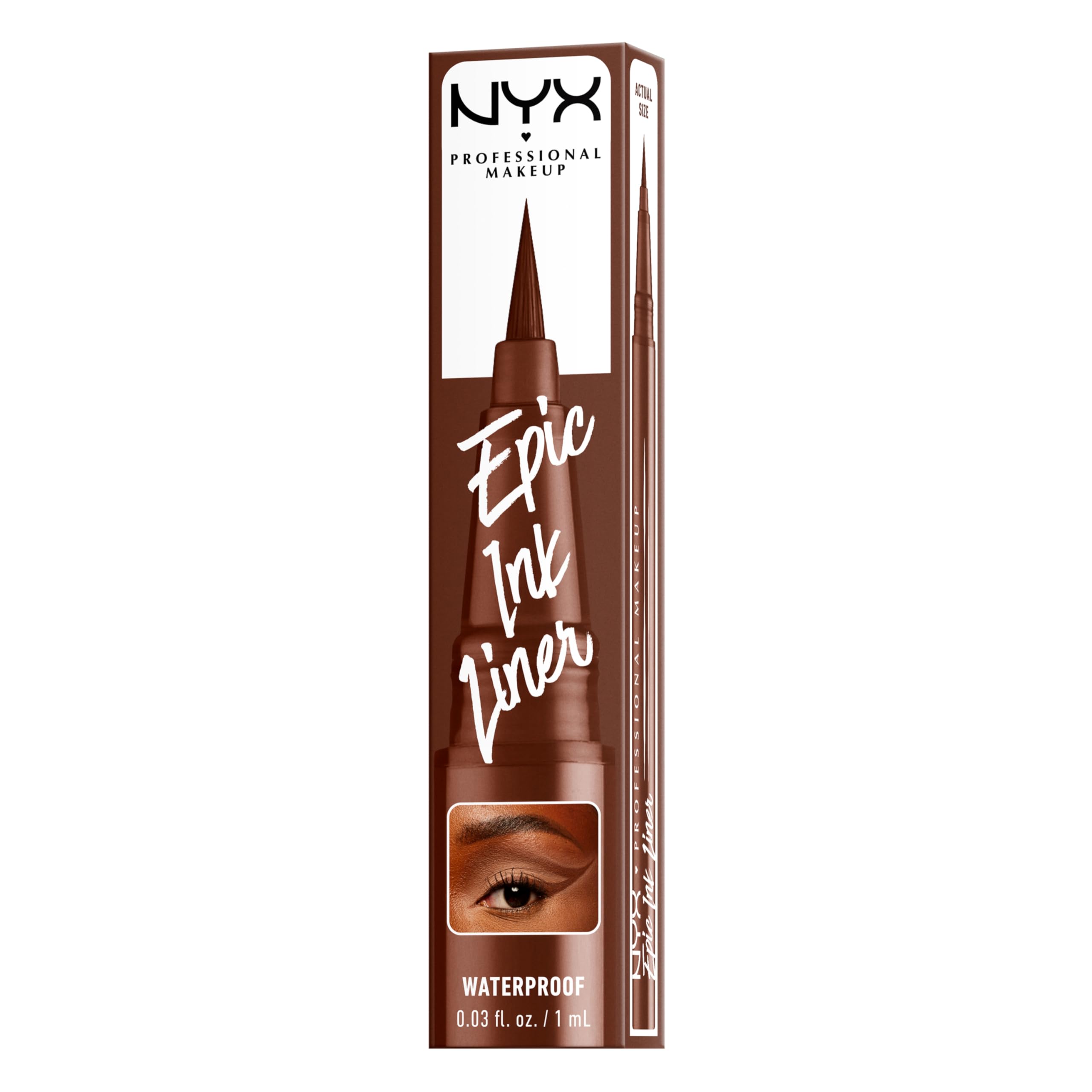 Tono marrón claro mate de Epic Ink Liner para look natural suave.