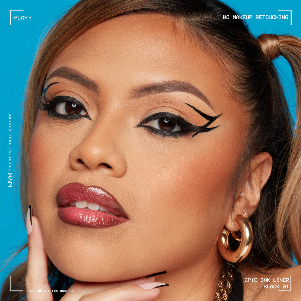 NYX Epic Ink Liner winged eyeliner demo for versatile looks.