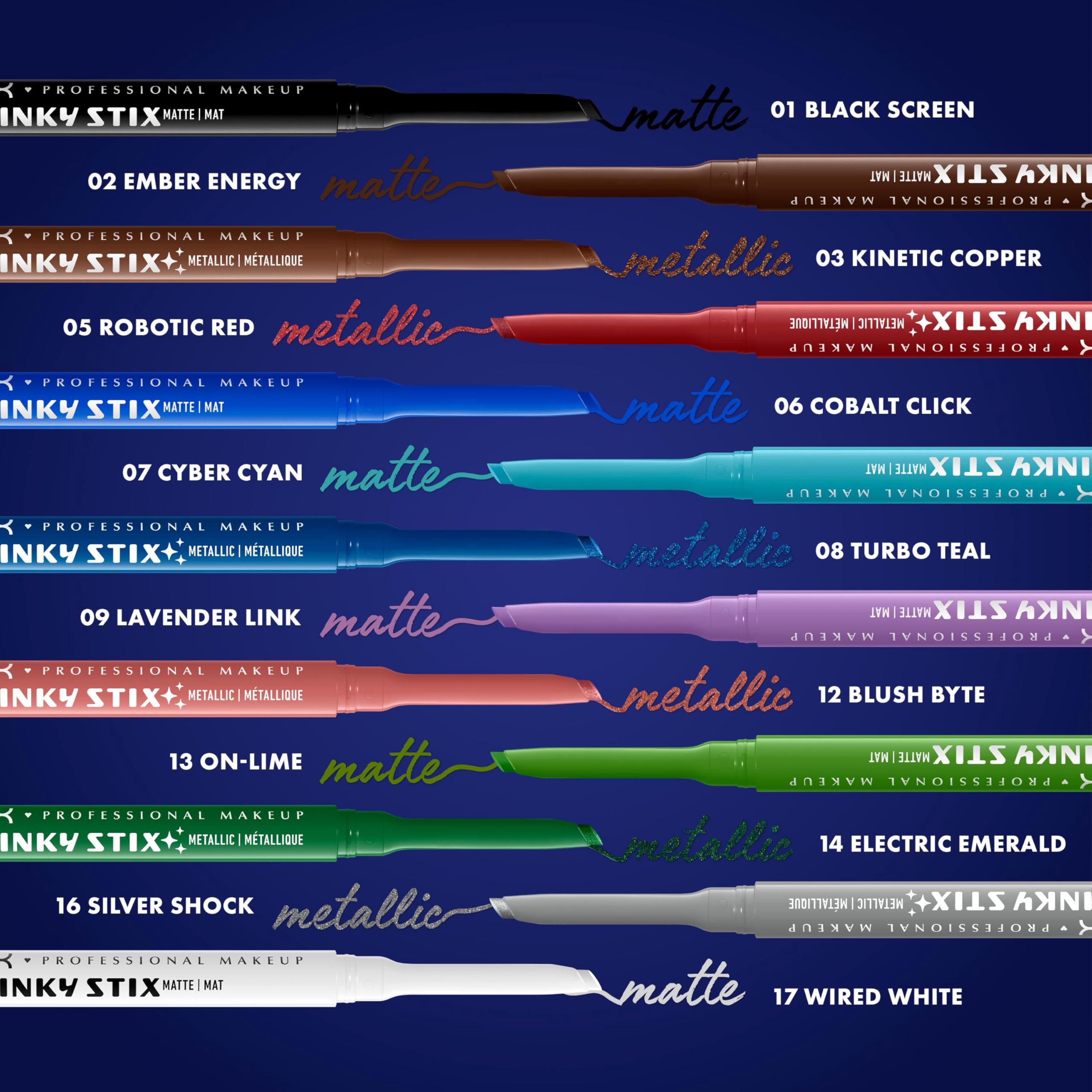 Color intenso de Epic Inky Stix para observar un delineado profundo.