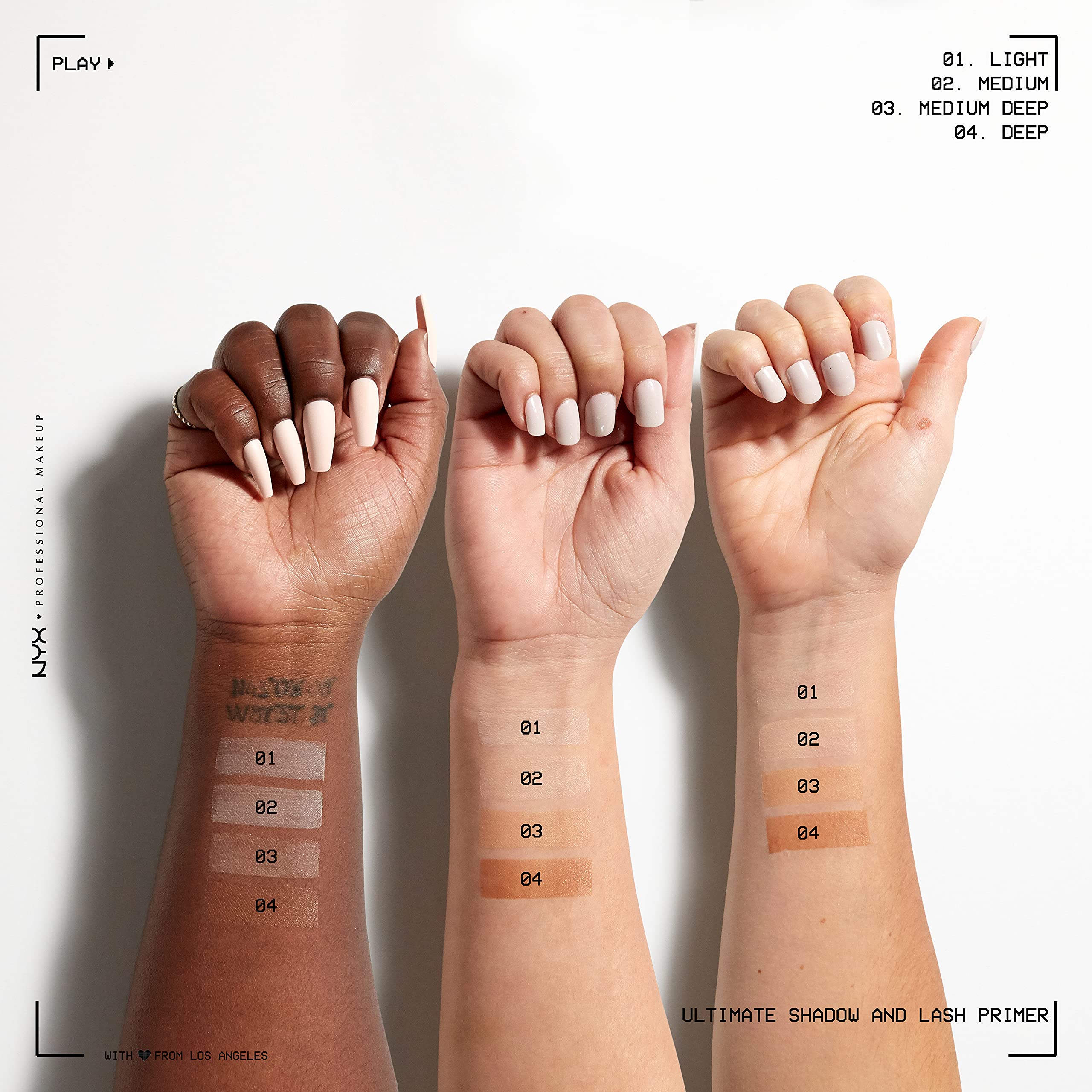 NYX eye makeup collection backdrop showcases versatile looks with the primer