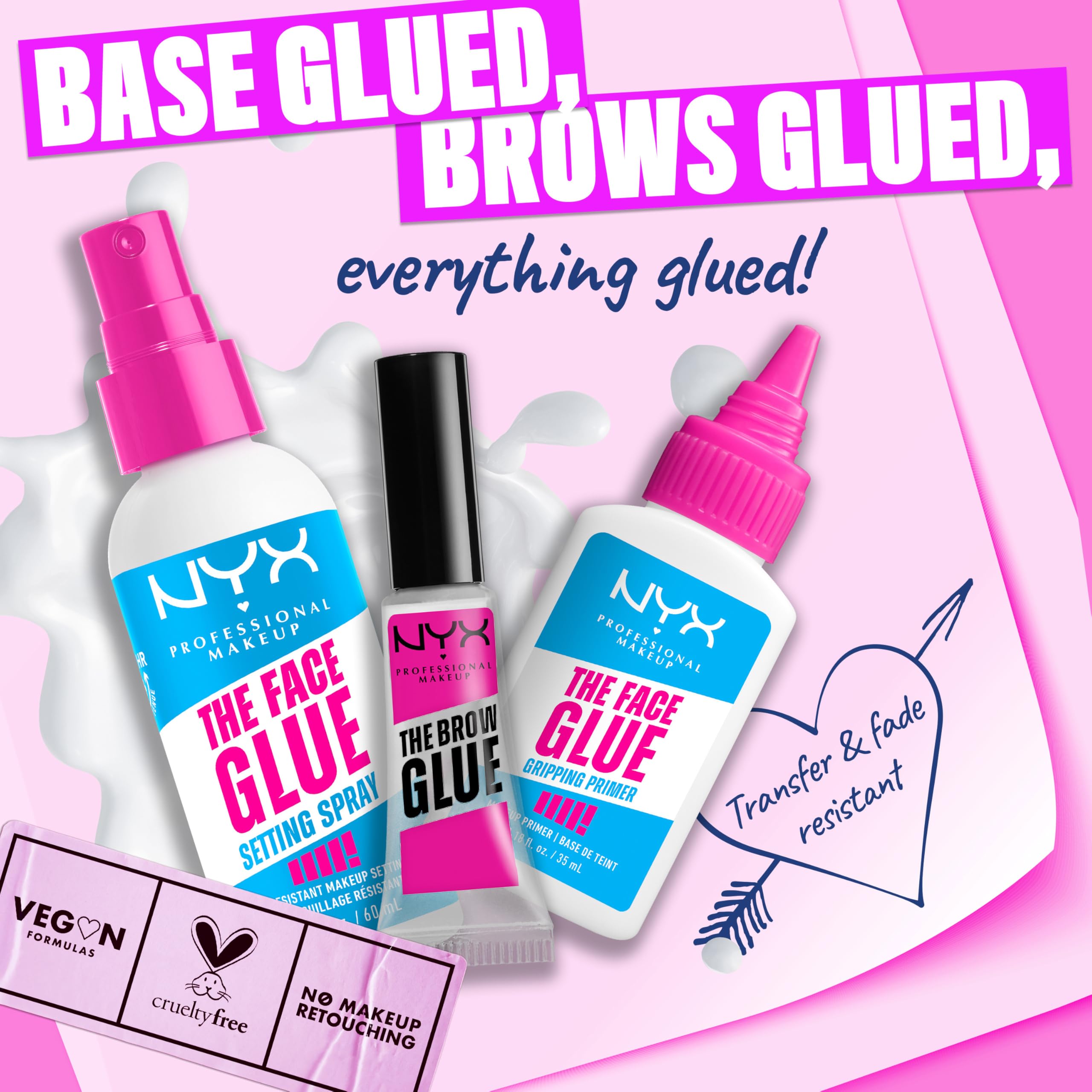 NYX The Face Glue rutina de maquillaje completa y fijación fiable