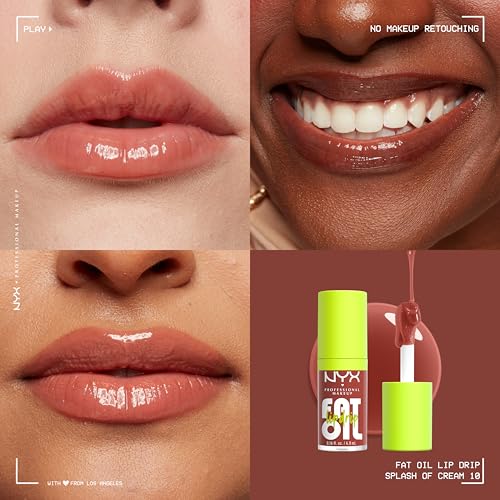 NYX PROFESSIONAL MAKEUP Fat Oil Lip Drip application shows smooth, non-sticky shine