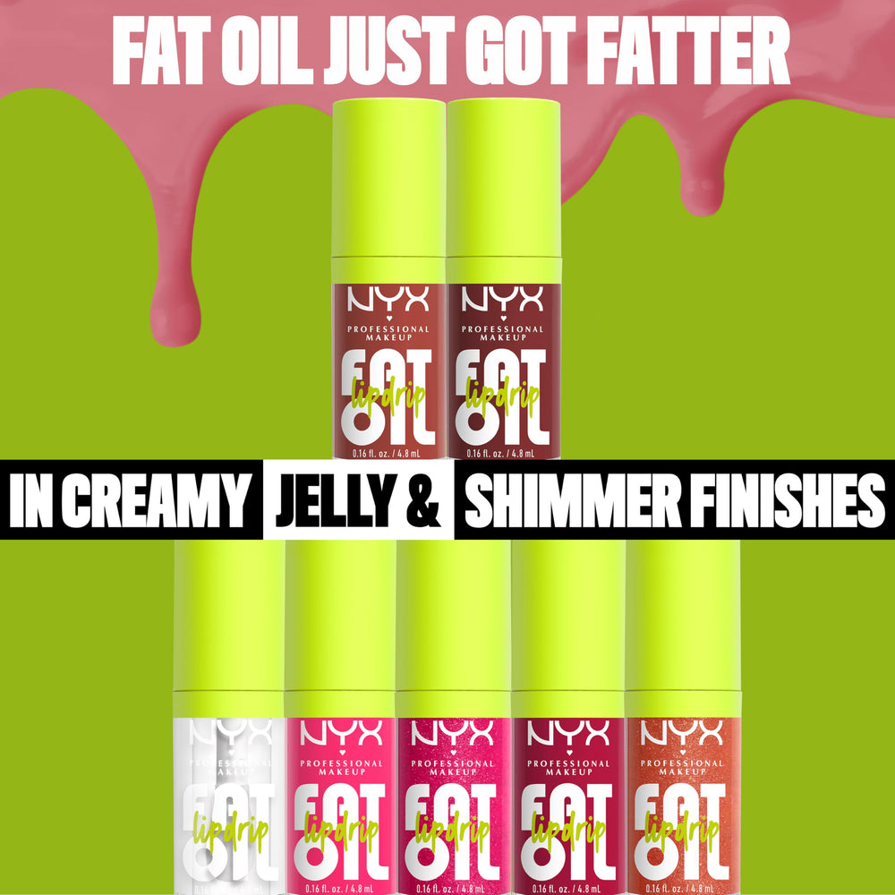 NYX PROFESSIONAL MAKEUP Fat Oil Lip Drip in hand reveals creamy texture