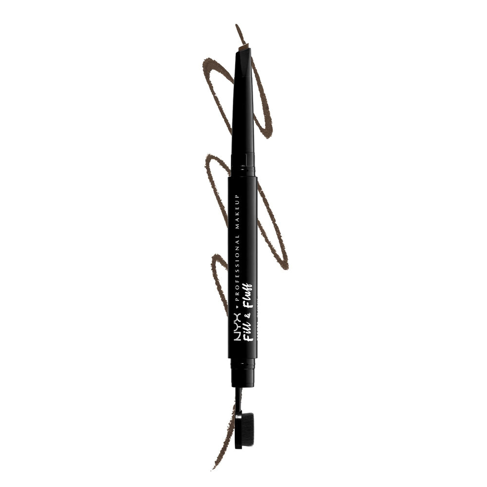 NYX Professional Makeup: ceja definida con pomada y lápiz marrón ceniza, acabado suave.