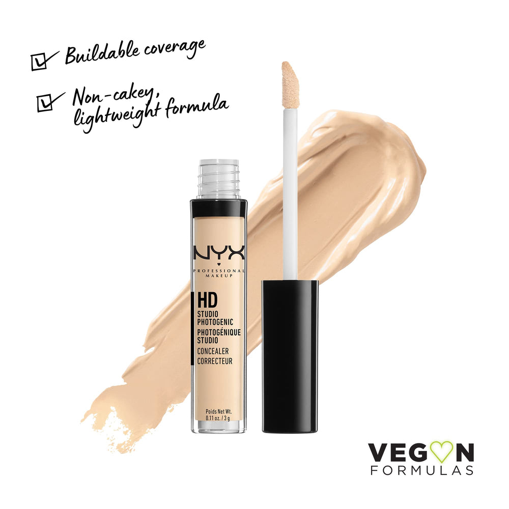 Concealer NYX HD Studio Photogenic Wand corrección verde para neutralizar rojeces.
