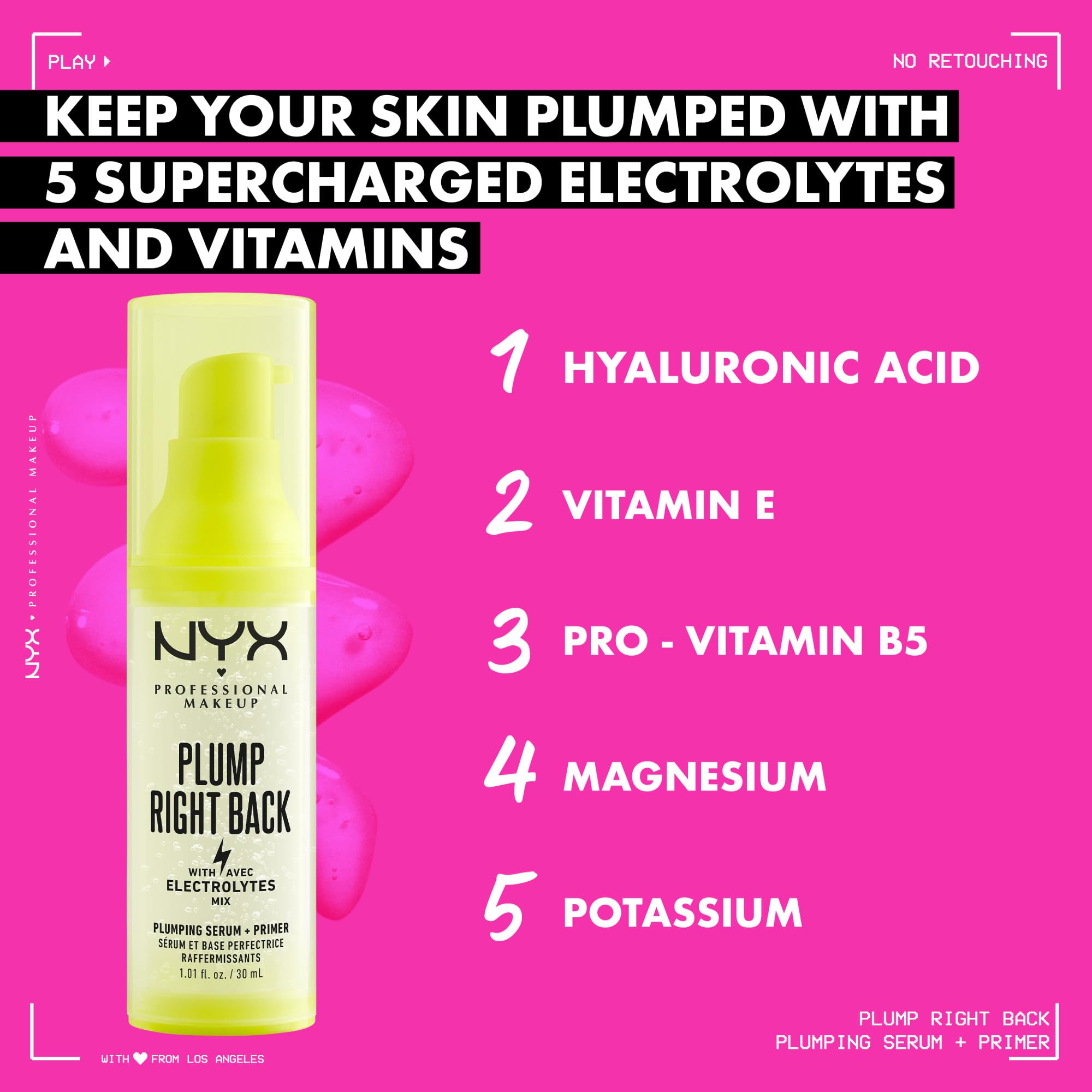 NYX PROFESSIONAL MAKEUP Plump Right Back, ingrediente-hialuronico, hidratación visible.