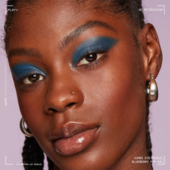 NYX Jumbo Eye Pencil Blueberry Pop applied as eyeliner with a clean line.
