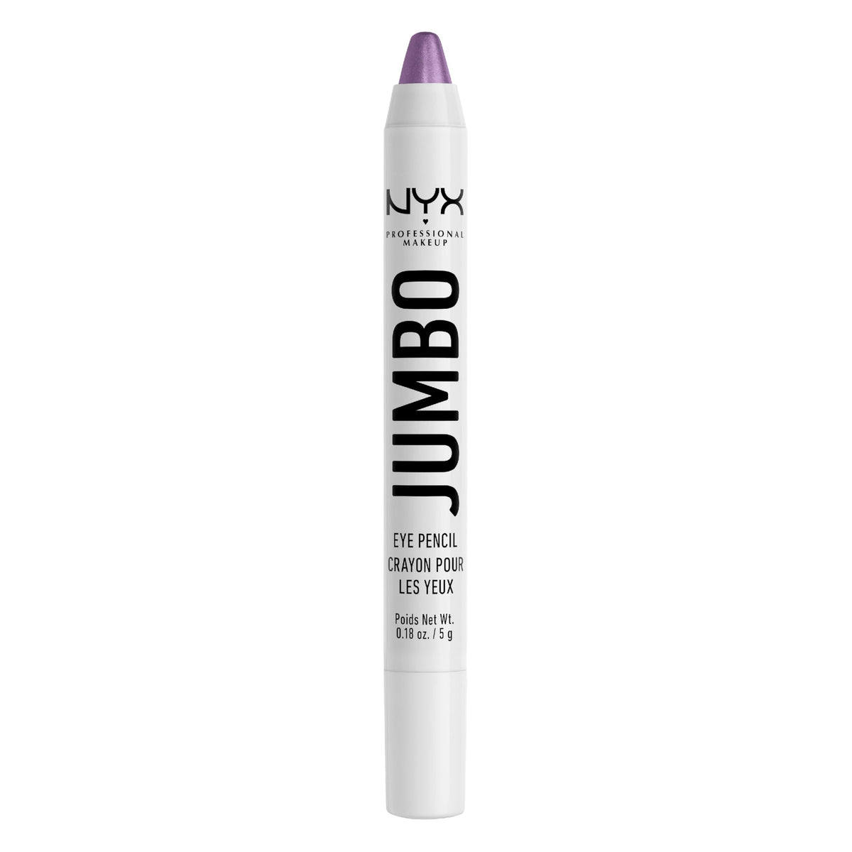 NYX Jumbo Eye Pencil Eggplant swatches show creamy, blendable color for quick monochrome eye looks.
