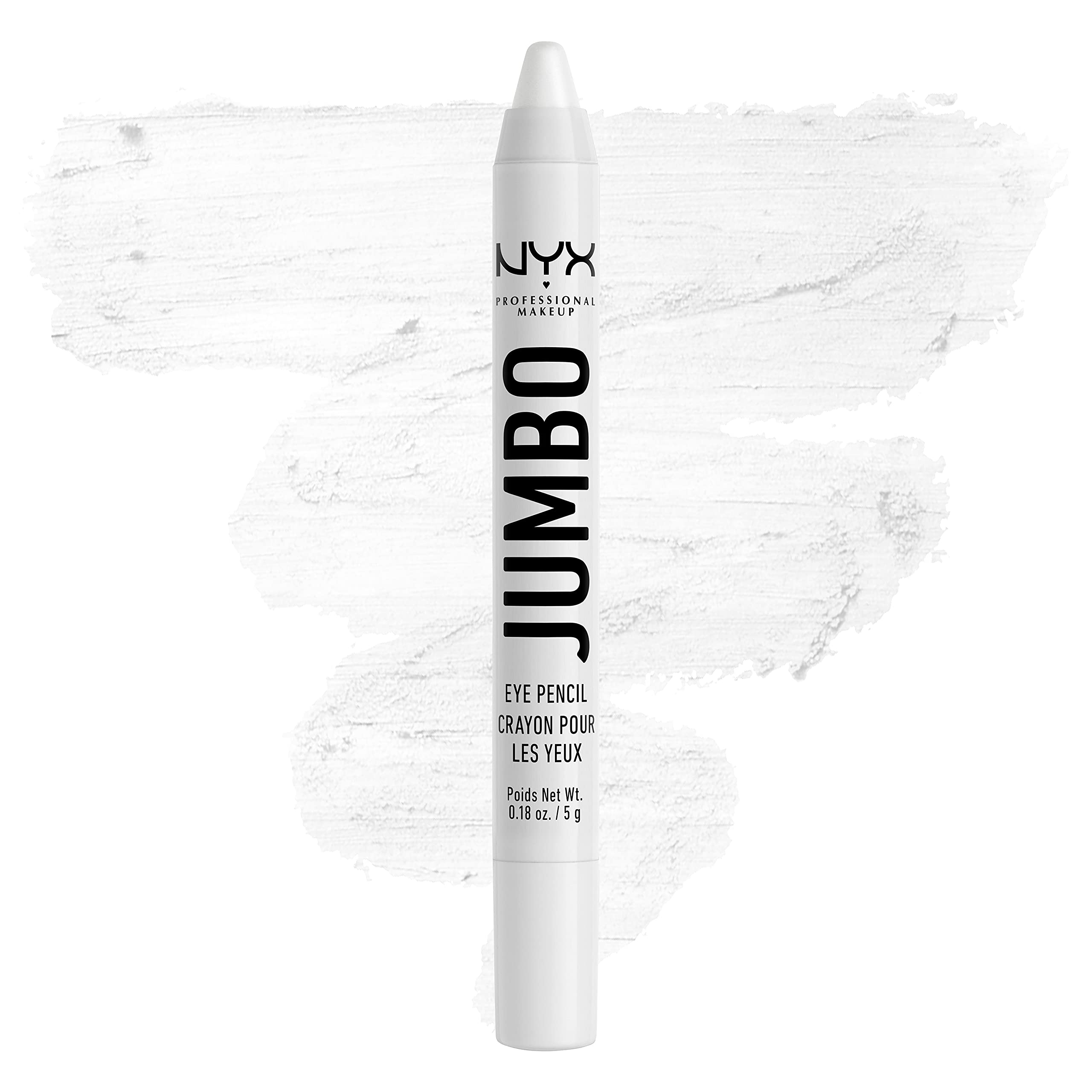 NYX Jumbo Eye Pencil Milk White swatch shows creamy, versatile lid color.