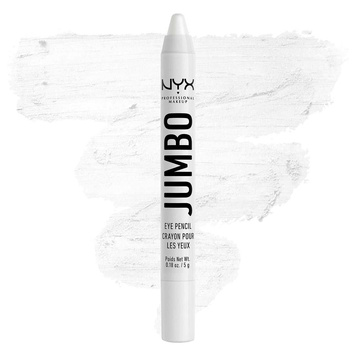 NYX Jumbo Eye Pencil Milk White swatch shows creamy, versatile lid color.
