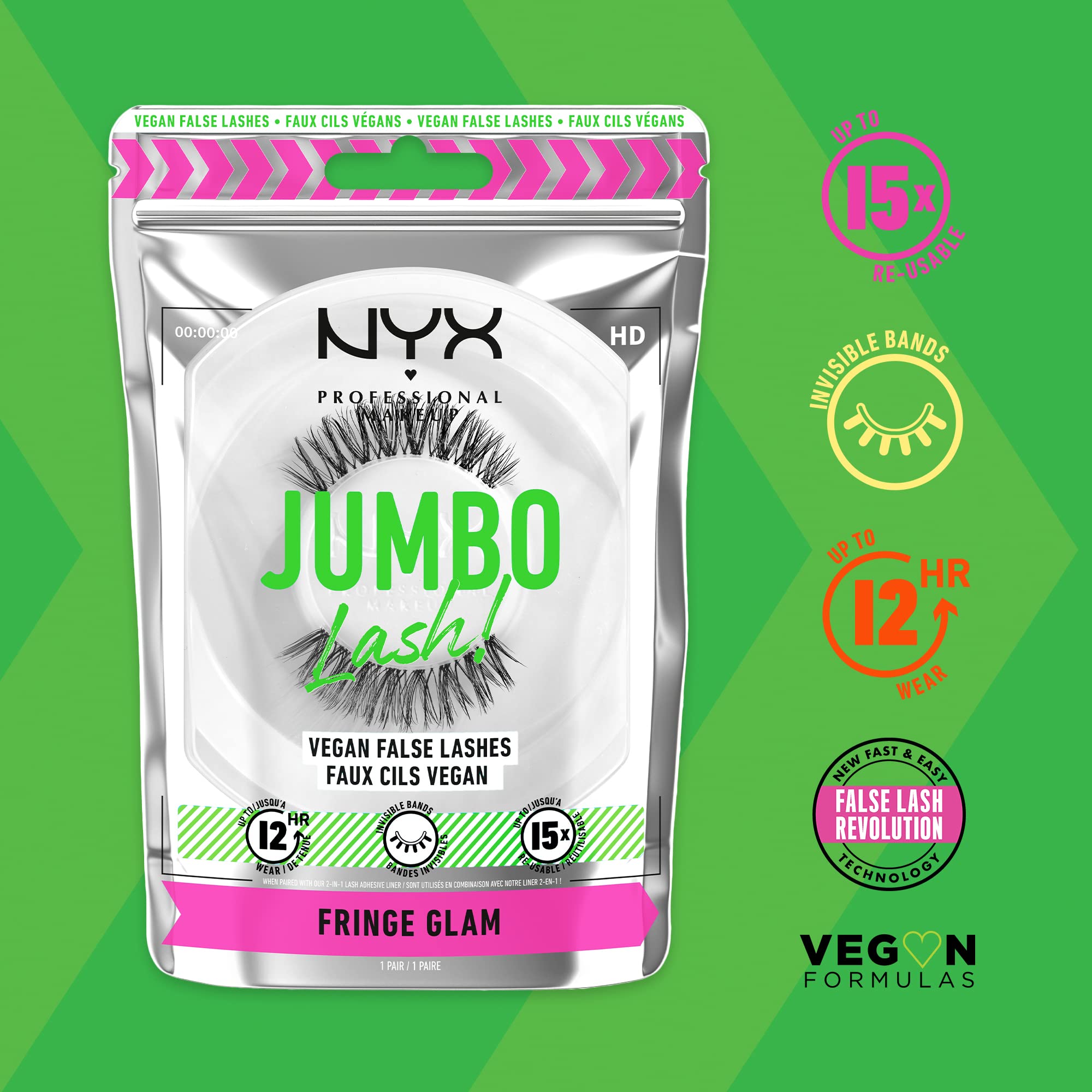 NYX Jumbo Lash delivers up to 12 hours of wear for long-lasting drama.