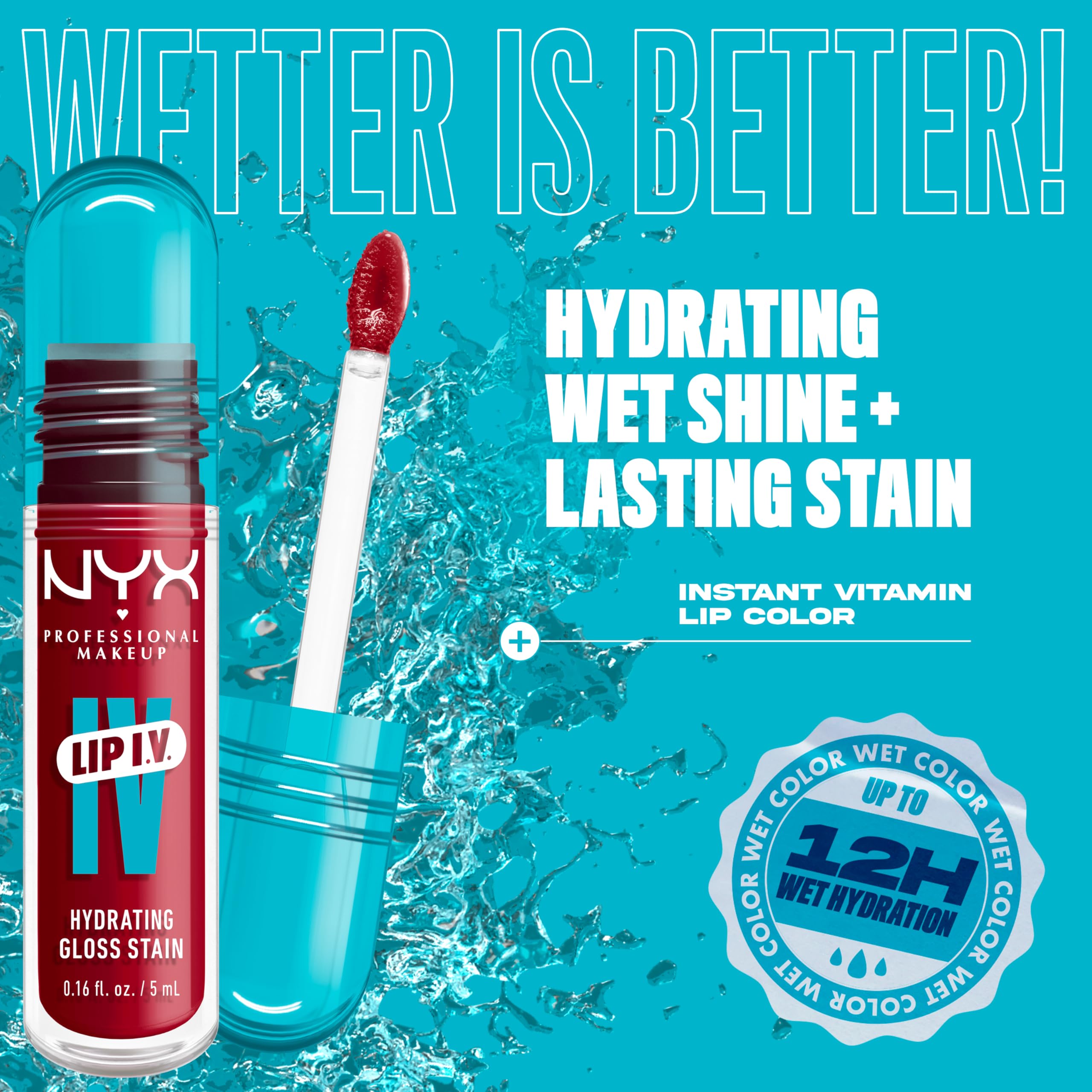 Lip IV de NYX, tinte intenso para un toque vibrante y ligero.