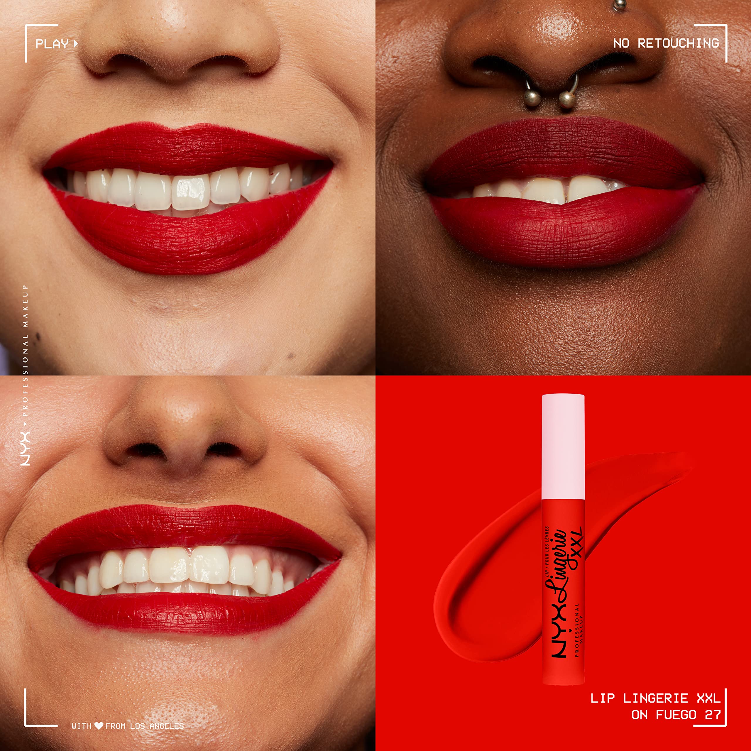 NYX PROFESSIONAL MAKEUP Labial líquido On Fuego, textura suave para aplicación cómoda.
