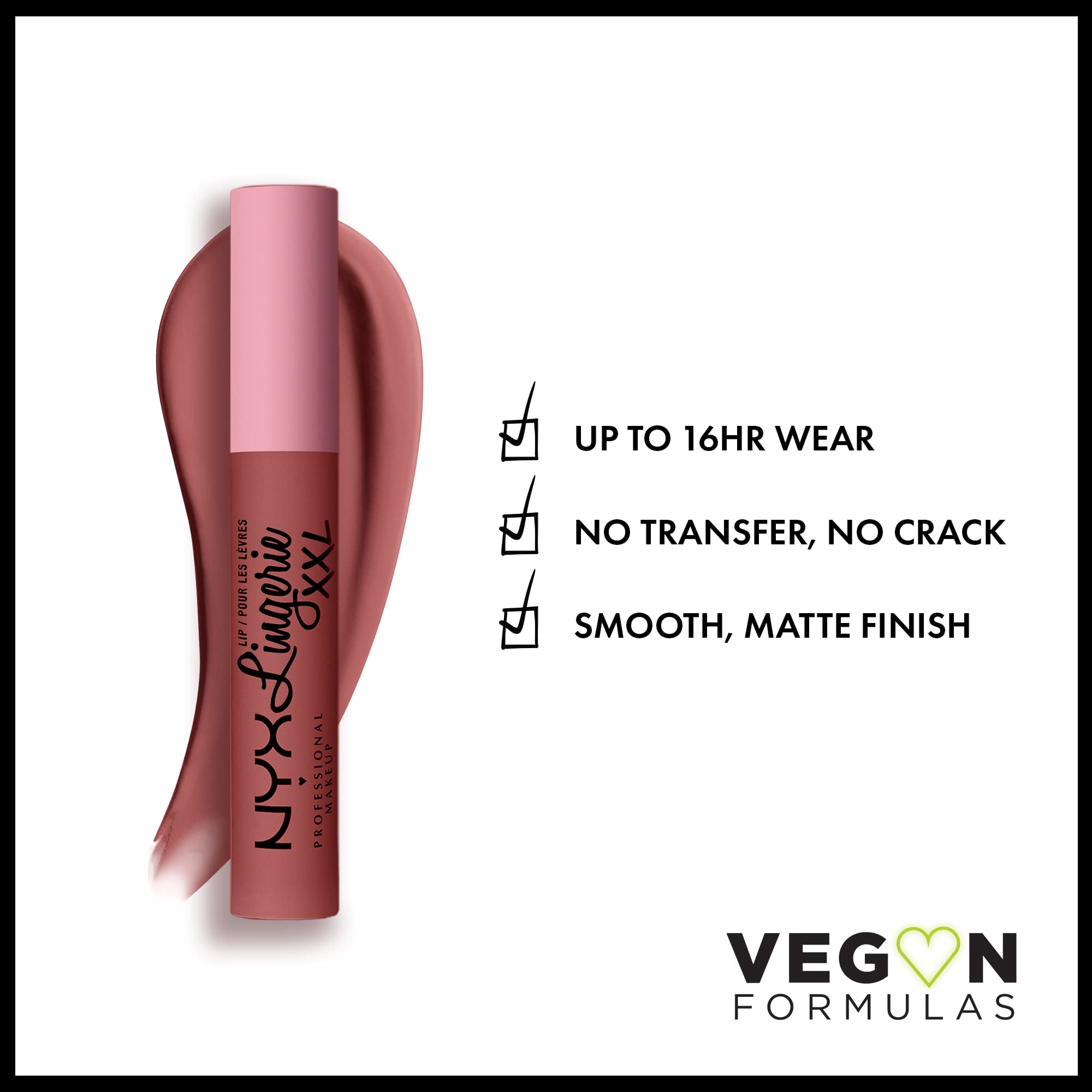 NYX Labial XXL Strip'd Down, muestra de color en centro de labios coral beige.