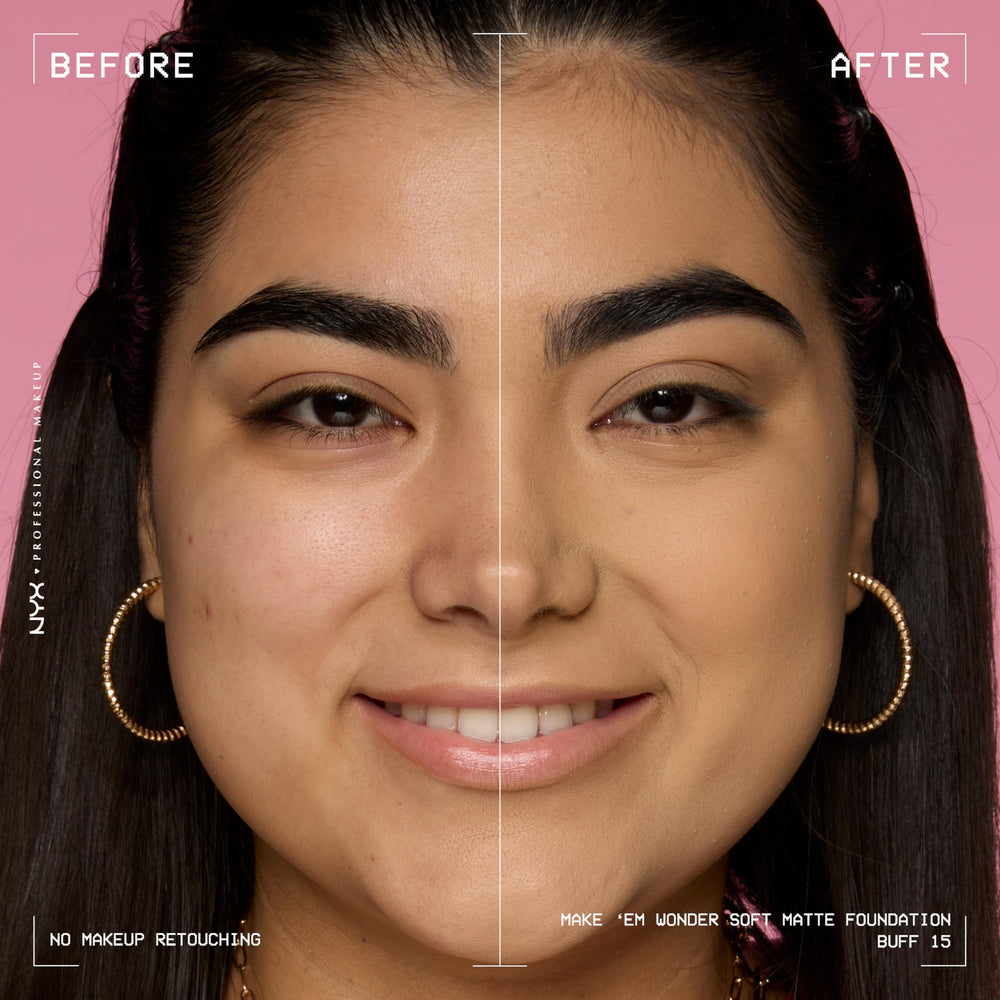 NYX Make 'Em Wonder cobertura construible para un acabado adaptable.