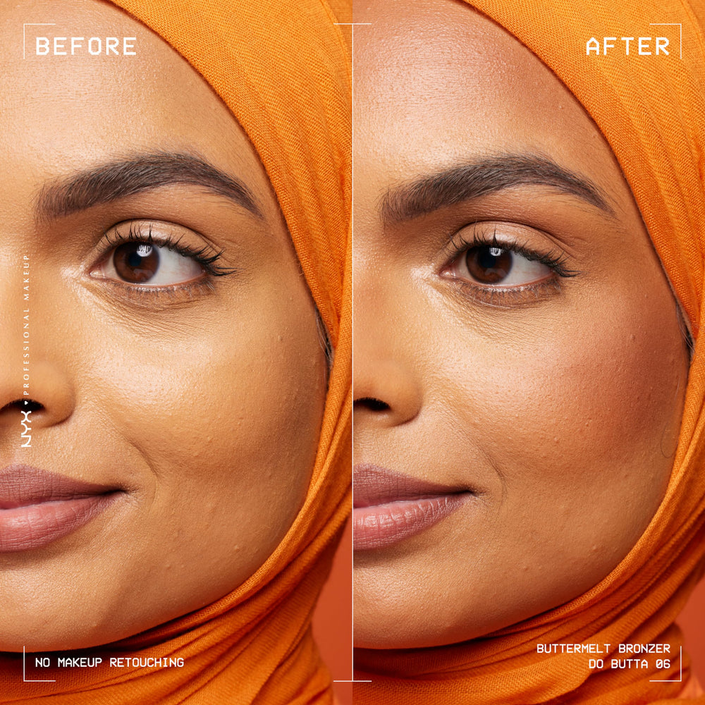 Aplicación en mejillas con brocha para difuminado suave con NYX Matte Do Butta.