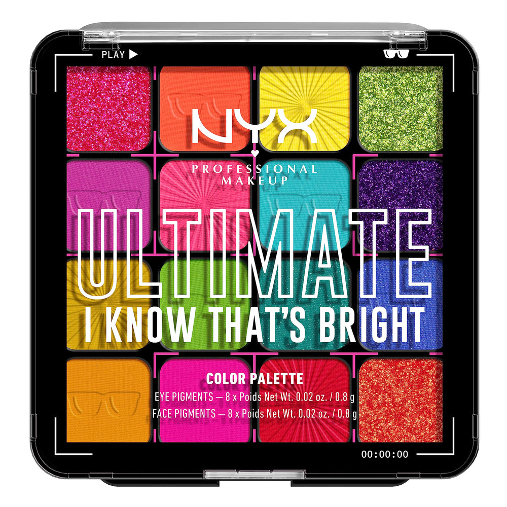 NYX Paleta Sombras Veganas Dieciséis Tonos para colores intensos todo el día.