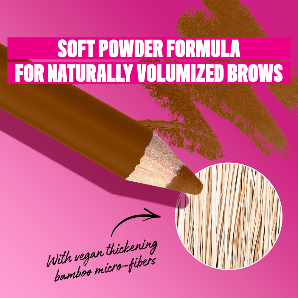 Angled-tip close-up of NYX Powder Louder Brow Pencil Auburn for precise strokes
