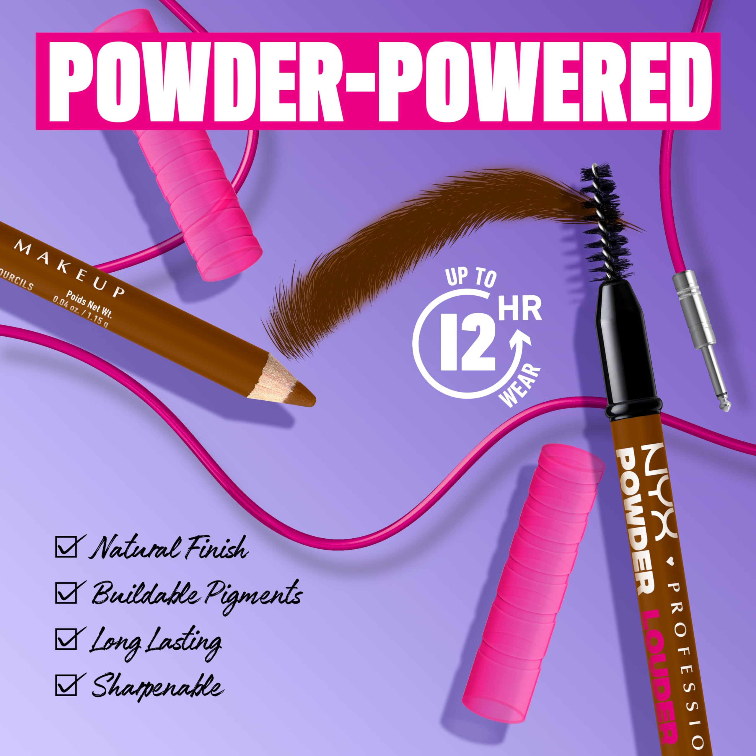 Bamboo fibers visible in NYX Powder Louder Brow Pencil Auburn for brow volume
