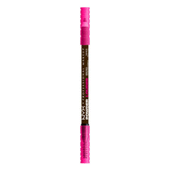 NYX Powder Louder Brow Pencil packaging highlights vegan formula and 12-hour wear.