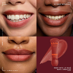 Smushy Matte Lip Balm de NYX ofrece coloración suave para un look natural.