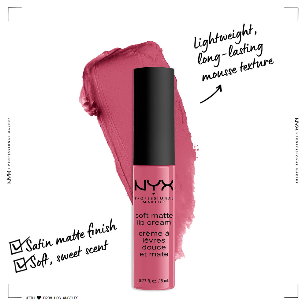 NYX PROFESSIONAL MAKEUP Soft Matte Lip Cream Milan application shows creamy slip and matte finish.