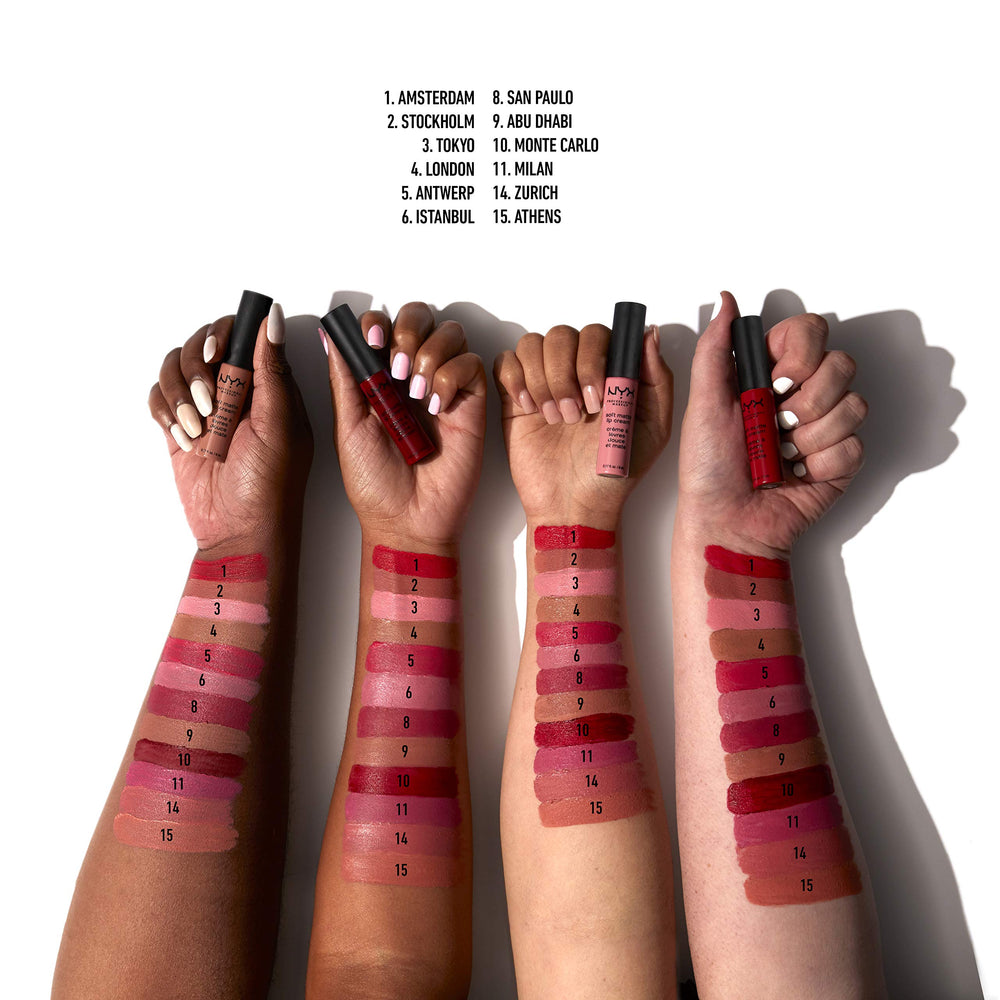 NYX PROFESSIONAL MAKEUP Soft Matte Lip Cream Milan packaging reveals travel-friendly tube.