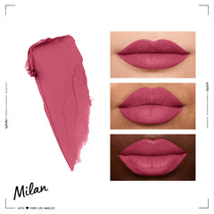 NYX PROFESSIONAL MAKEUP Soft Matte Lip Cream Milan pout demonstrates versatile color for daily wear.