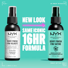 Pulverización NYX aplicada en la cara desde la distancia adecuada