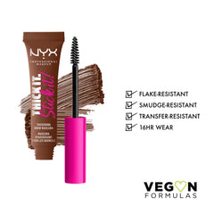 NYX Thick It Stick It brow gel muestra tinte y fibras vegetales para cejas más densas