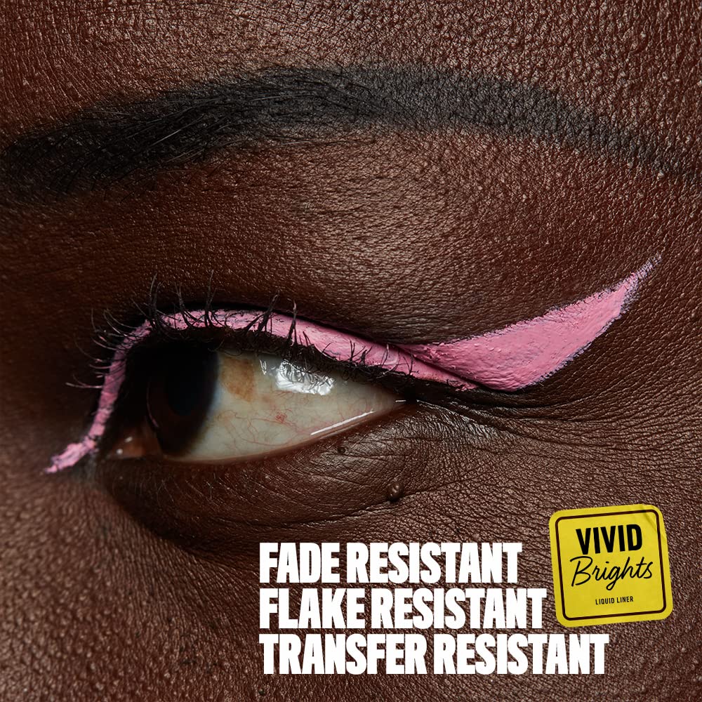 Delineador líquido Vivid Brights Sneaky Pink de NYX, delineado gráfico para estilos creativos y duraderos.