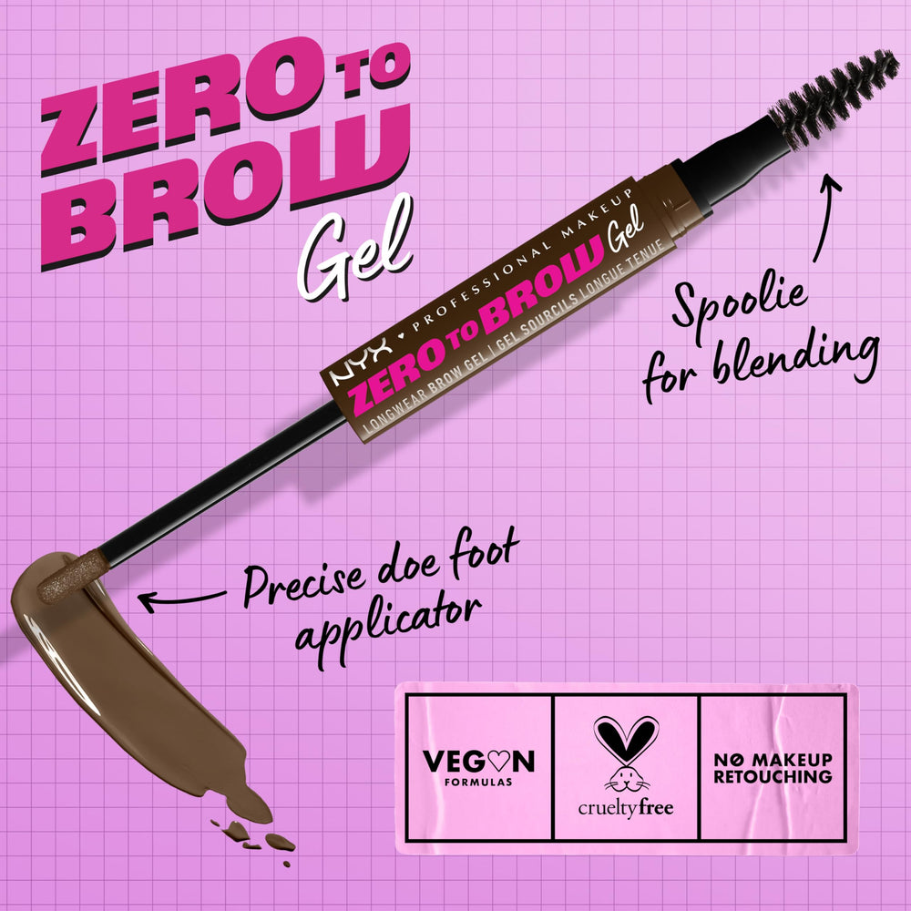 NYX Zero to Brow Gel Chocolate, difuminado con spoolie para transiciones suaves