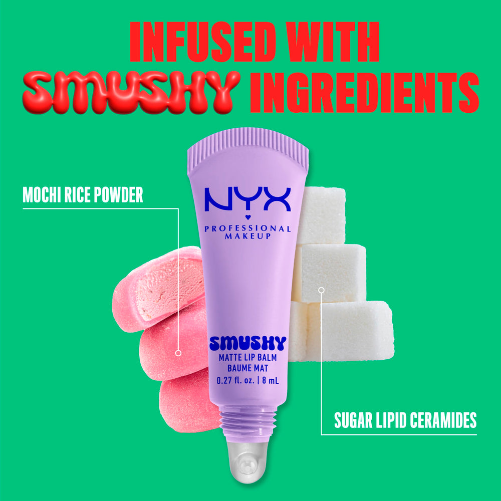 NYX Smushy bálsamo labial, ceramidas de azúcar para suavidad
