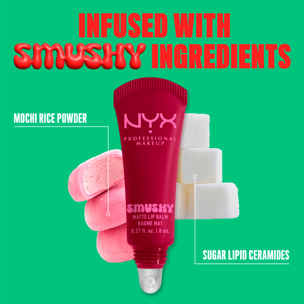 NYX Smushy Matte Lip Balm se desliza como bálsamo y colorea sutilmente.