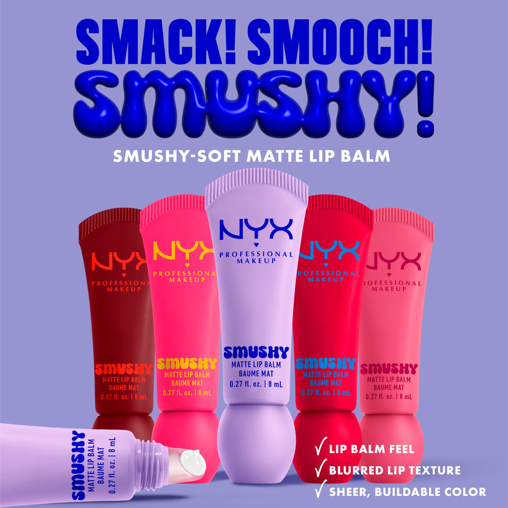 Fórmula vegana de NYX Smushy Matte Lip Balm cuida labios y ofrece color ligero.