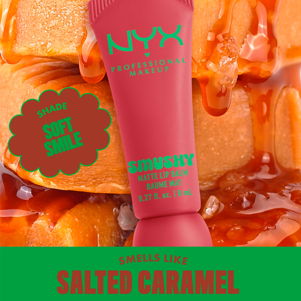 NYX Smushy Matte Lip Balm efecto mate difuso: color suave y comodidad diaria.