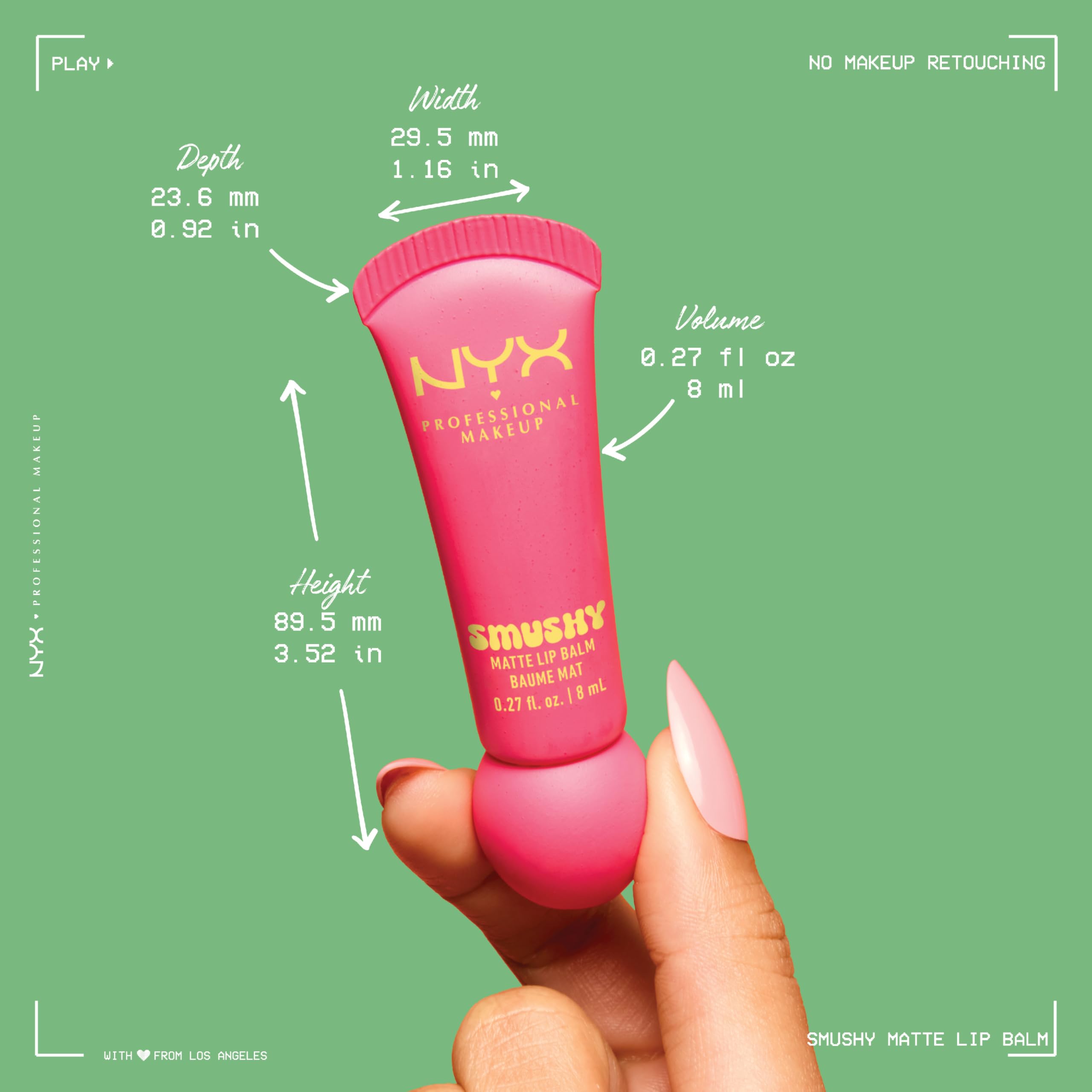 Look versátil con NYX Smushy Matte Lip Balm en tono fucsia.